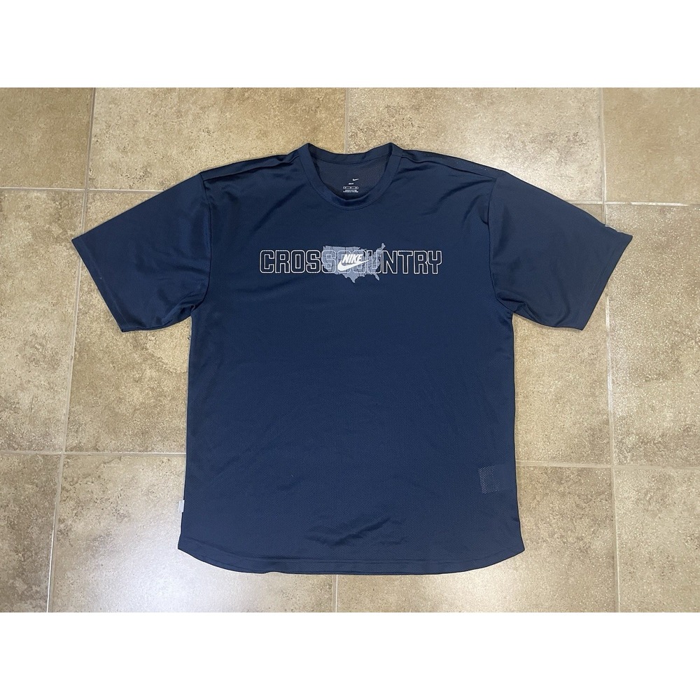 VTG Y2k Nike Mesh T-Shirt Mens Sz M Navy Cross Country Running Athletic
